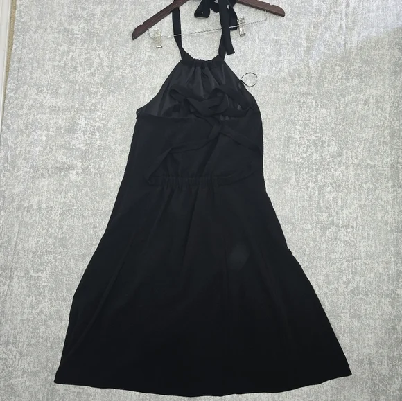 Theory Nayline R Crepe Tie-Waist High-Low Halter Dress, Black - Size 6 - Picture 5 of 8